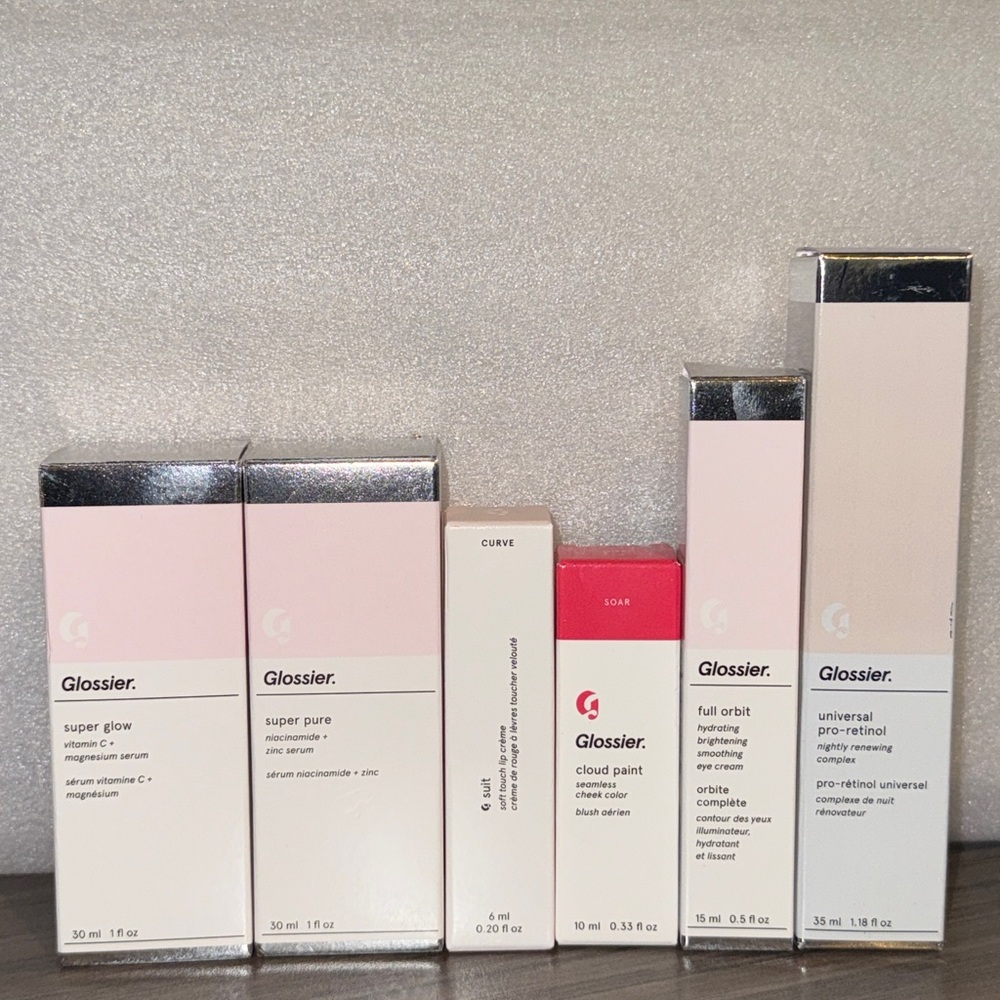 Glossier Bundle 6 pieces Set all BNIB Full Sizes - MSRP $184